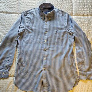 Ralph Lauren Blue/White Striped Buttondown Dress Shirt Size 16 New W/ Tags
